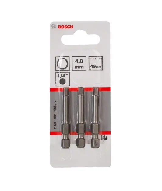 Levně Bosch Příslušenství - Sada bitů HEX4, délka 49 mm, 3 ks 2607001733