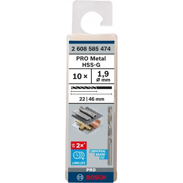 Levně Bosch Příslušenství - Sada vrtáků do kovu, 1,9x46 mm, 10 ks 2608585474