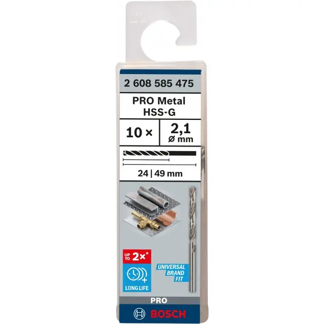 Levně Bosch Příslušenství - Sada vrtáků do kovu, 2,1x49 mm, 10 ks 2608585475