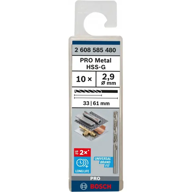 Levně Bosch Příslušenství - Sada vrtáků do kovu, 2,9x61 mm, 10 ks 2608585480