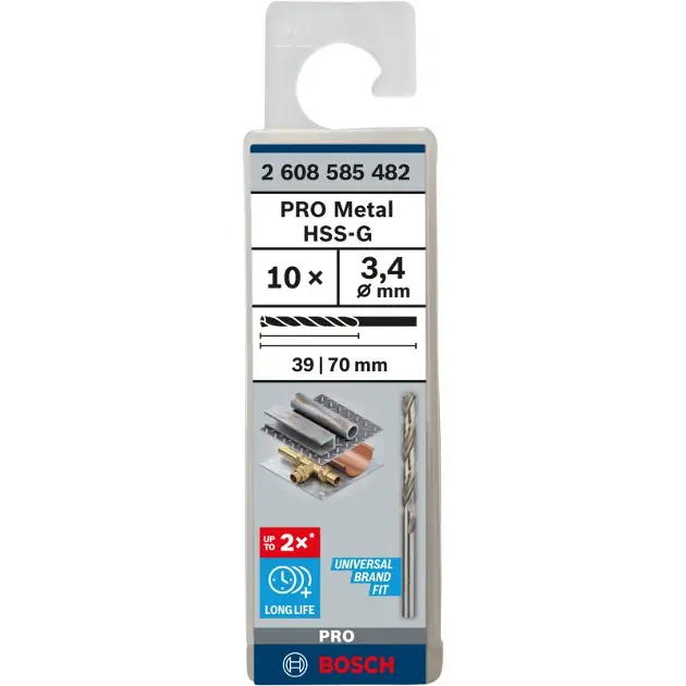 Levně Bosch Příslušenství - Sada vrtáků do kovu, 3,4x70 mm, 10 ks 2608585482