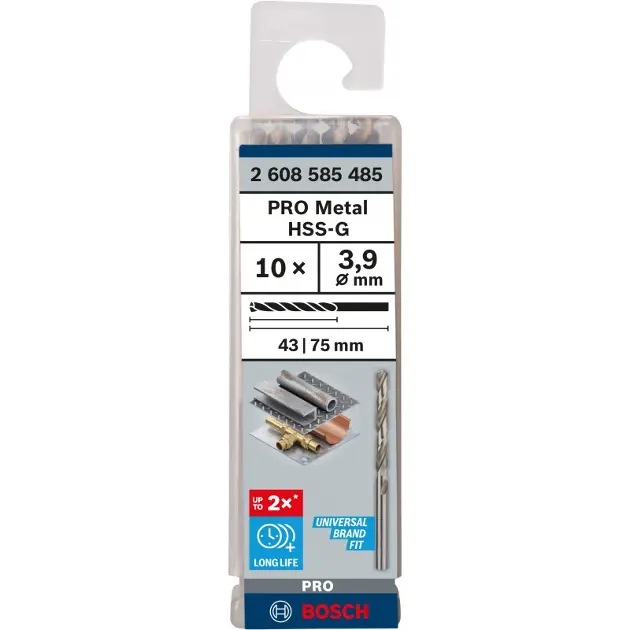 Levně Bosch Příslušenství - Sada vrtáků do kovu, 3,9x75 mm, 10 ks 2608585485