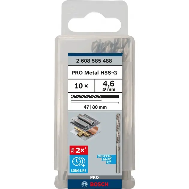 Levně Bosch Příslušenství - Sada vrtáků do kovu, 4,6x80 mm, 10 ks 2608585488