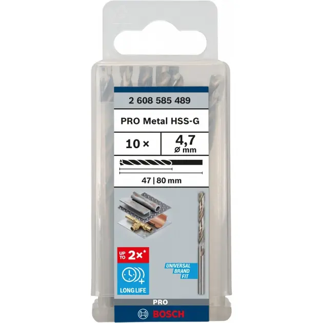 Levně Bosch Příslušenství - Sada vrtáků do kovu, 4,7x80 mm, 10 ks 2608585489