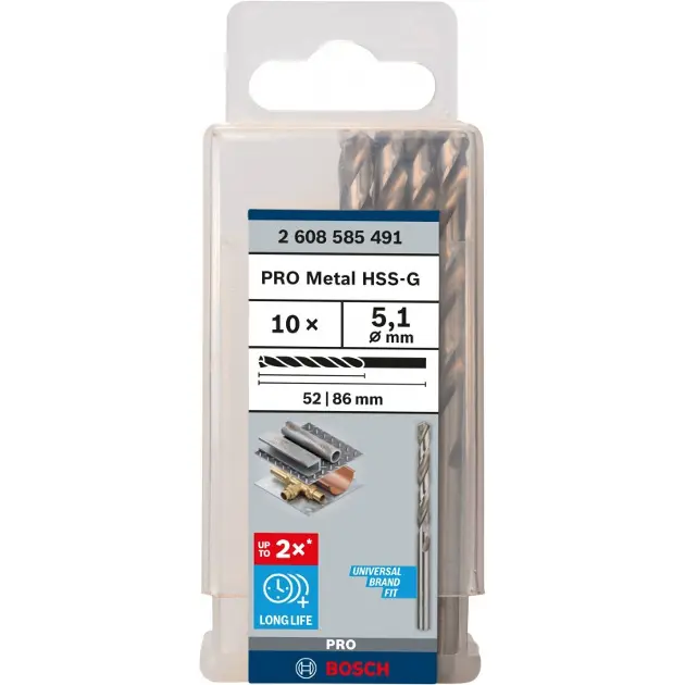 Levně Bosch Příslušenství - Sada vrtáků do kovu, 5,1x86 mm, 10 ks 2608585491