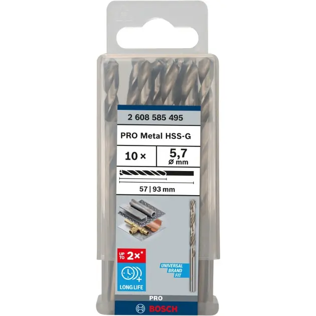Levně Bosch Příslušenství - Sada vrtáků do kovu, 5,7x93 mm, 10 ks 2608585495