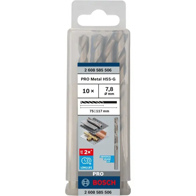 Levně Bosch Příslušenství - Sada vrtáků do kovu, 7,8x117 mm, 10 ks 2608585506