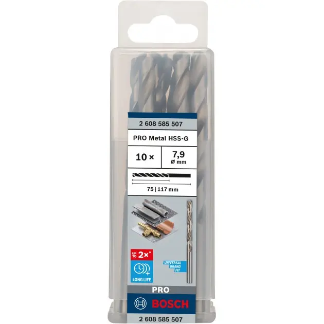 Levně Bosch Příslušenství - Sada vrtáků do kovu, 7,9x117 mm, 10 ks 2608585507