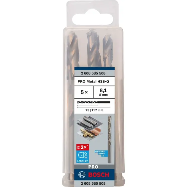 Levně Bosch Příslušenství - Sada vrtáků do kovu, 8,1x117 mm, 5 ks 2608585508