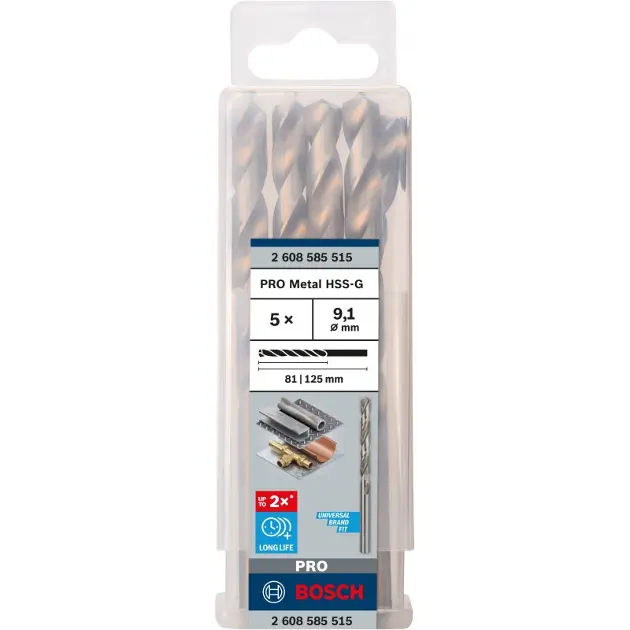 Levně Bosch Příslušenství - Sada vrtáků do kovu, 9,1x125 mm, 5 ks 2608585515