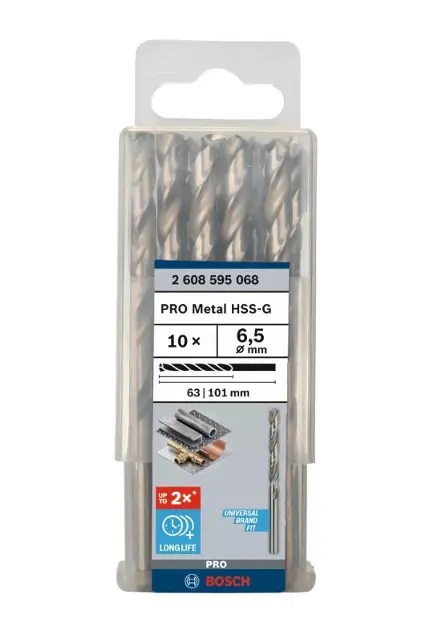 Levně Bosch Příslušenství - Sada vrtáků do kovu, 6,5x101 mm, 10 ks 2608595068