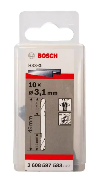 Levně Bosch Příslušenství - Sada vrtáků do kovu, oboustranné, 3,1x49 mm, 10 ks 2608597583
