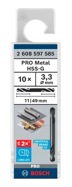 Levně Bosch Příslušenství - Sada vrtáků do kovu, oboustranné, 3,3x49 mm, 10 ks 2608597585