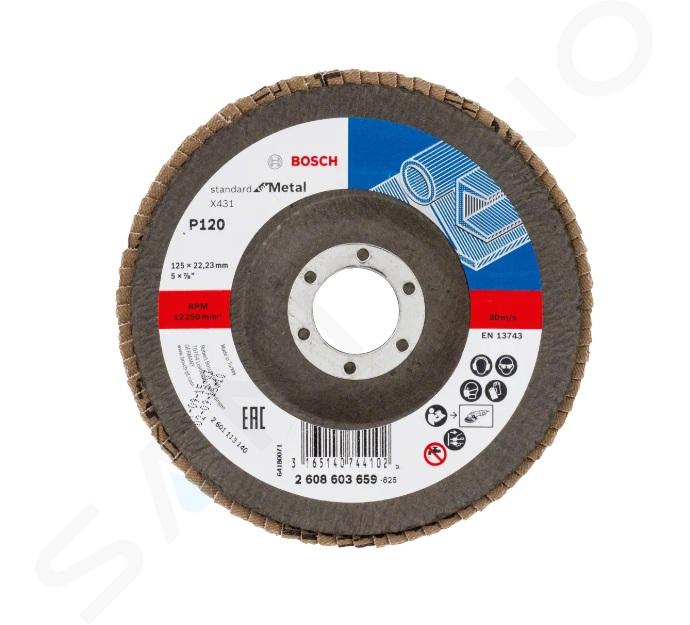 Bosch Accessoires - Plateau abrasif à lamelles, P120, diamètre 125 mm 2608603659