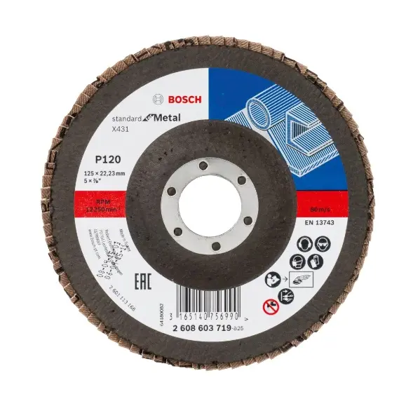 Plateau à Lamelles Bosch X431 Grain 40 – 115x23 Mm, Pour Métal, Support Fibre De Verre, Surface Bombée
