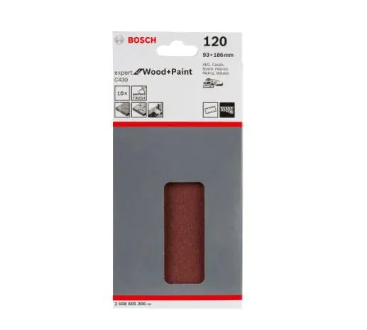 Levně Bosch Příslušenství - Brusný papír P120, 93x186 mm, 10 ks 2608605306