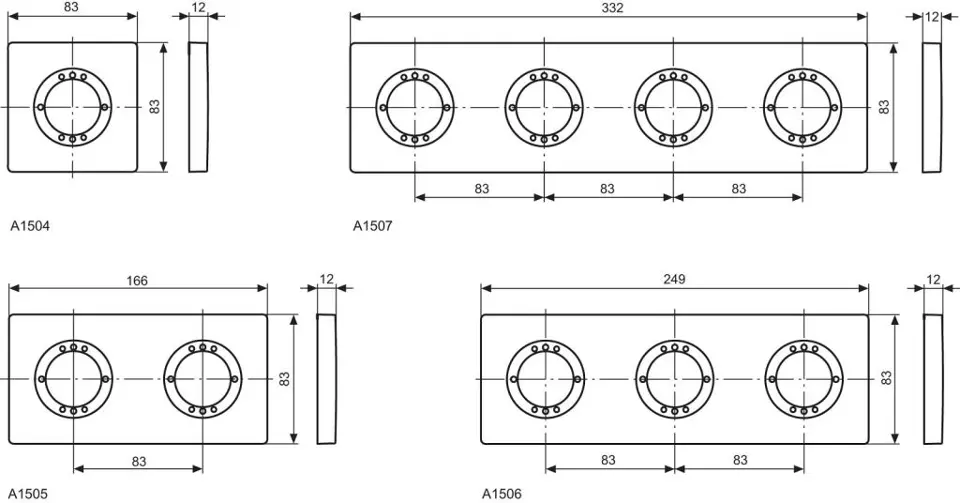 Ideal Standard Archimodule - Abdeckrosette, 4-Loch, 100 x 349 mm, Chrom A963735AA