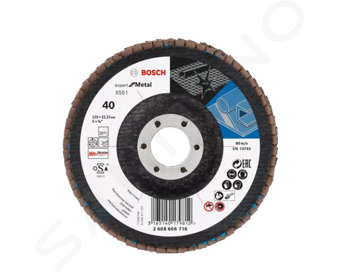 Bosch Accessoires - Plateau abrasif à lamelles pour acier, P40, diamètre 125 mm 2608606716