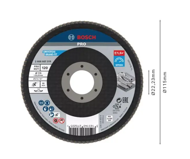 Levně Bosch Příslušenství - Lamelový brusný kotouč na ocel, P120, průměr 115 mm 2608607319