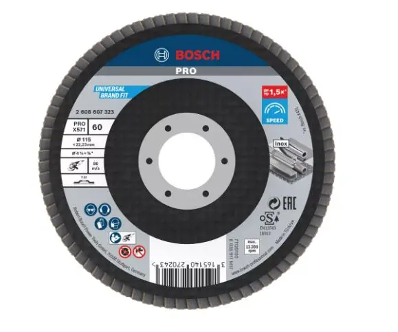 Levně Bosch Příslušenství - Lamelový brusný kotouč na ocel, P60, průměr 115 mm 2608607323