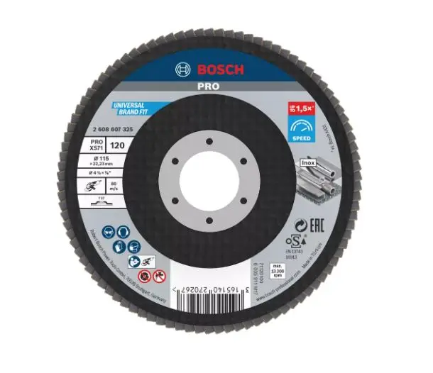 Levně Bosch Příslušenství - Lamelový brusný kotouč na ocel, P120, průměr 115 mm 2608607325