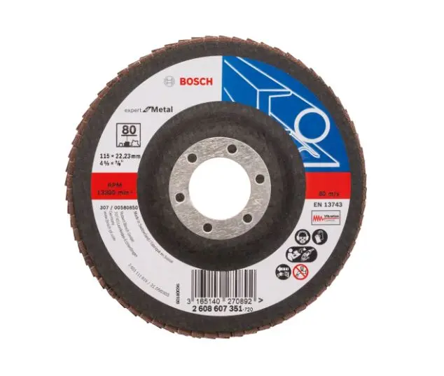 Bosch - Ламелен шлифовъчен диск за стомана, P80, диаметър 115 мм 2608607351