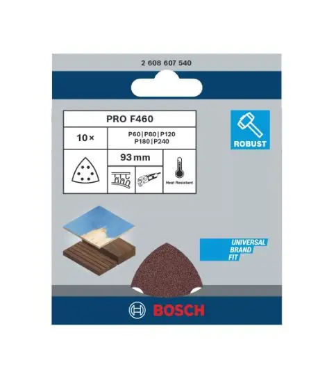Bosch Príslušenstvo - 10-dielna súprava brúsnych papierov, rozmery 93x93 mm 2608607540
