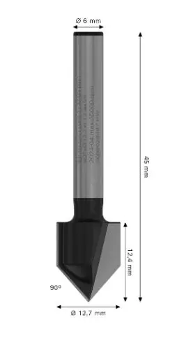 Bosch - Router Bit V-Groove, 12.7x45 mm 2608628447 | Sanitino.fi/en