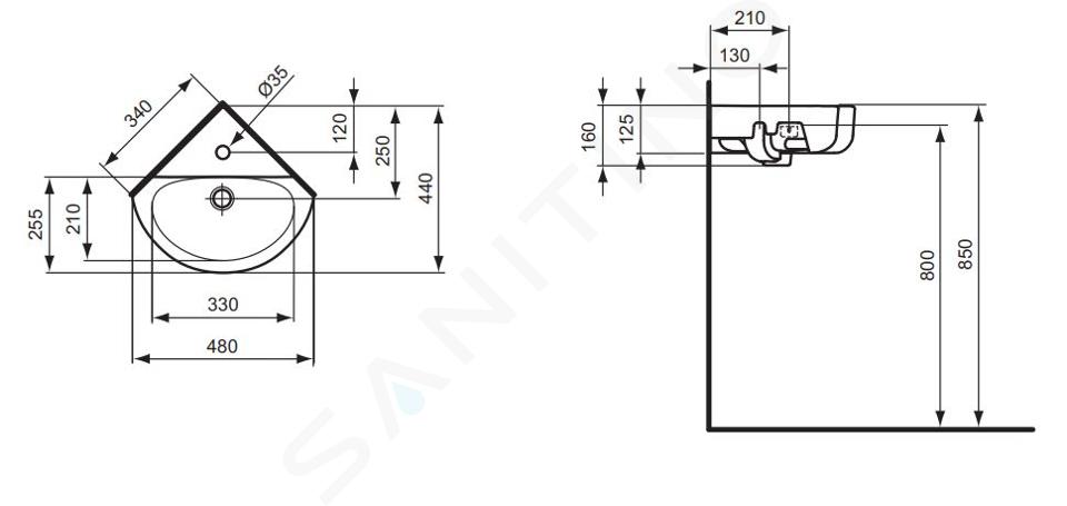 FIC - LAVE MAINS ANGLE 40X40 INTEGRA