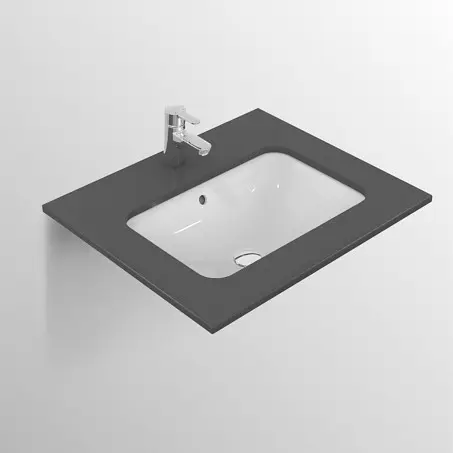 Ideal Standard Connect - Lavabo pour installation sous plaque, 420x350 mm, avec déversoir, blanc E505601