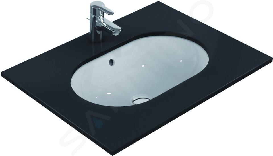 Ideal Standard Connect - Lavabo pour installation sous plaque, 620x410 mm, avec déversoir, blanc E505001