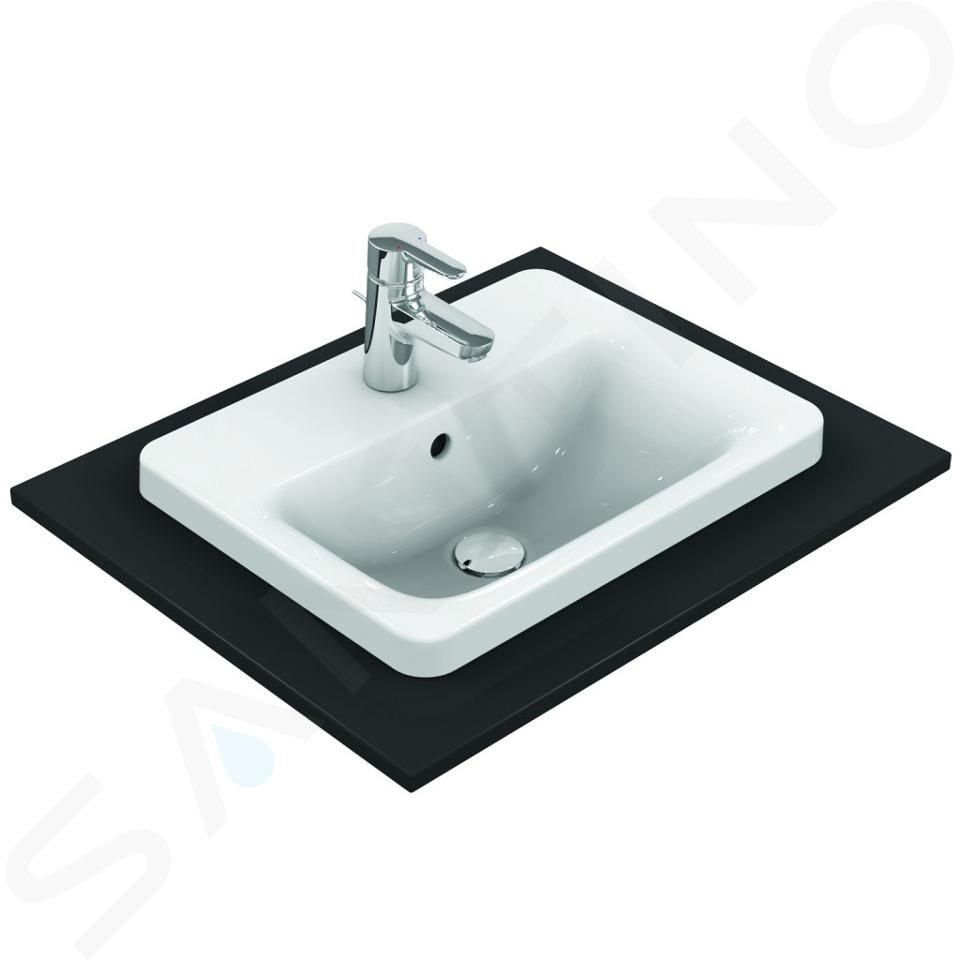 Ideal Standard Connect - Lavabo encastré, 50x39 cm, avec déversoir, 1 ouverture pour mitigeur, blanc E504301