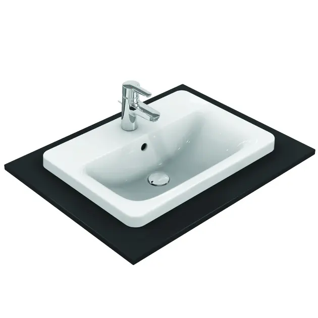 Levně Ideal Standard Connect - Umyvadlo zápustné, 58x43 cm, s přepadem, 1 otvor pro baterii, bílá E504401
