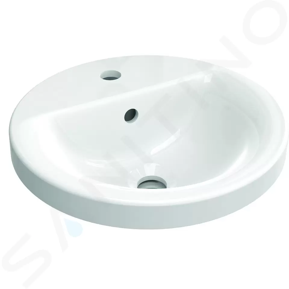 Ideal Standard Connect - Lavabo encastré, diamètre : 380 mm, avec déversoir, 1 ouverture pour mitigeur, blanc E504101