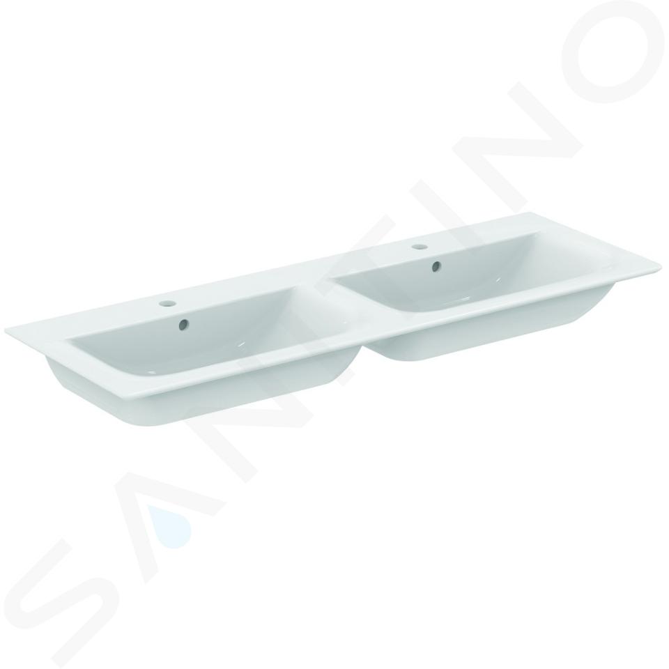 Ideal Standard Connect Air - Lavabo doble de mueble, 1340x160x460 mm, con Ideal Plus, blanco E0272MA