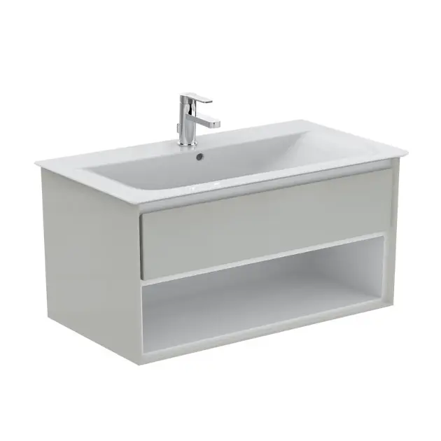 Levně Ideal Standard Connect Air - Skříňka pod umyvadlo 100x44x52 cm, lesklá světlá šedá/bílá mat E0828EQ