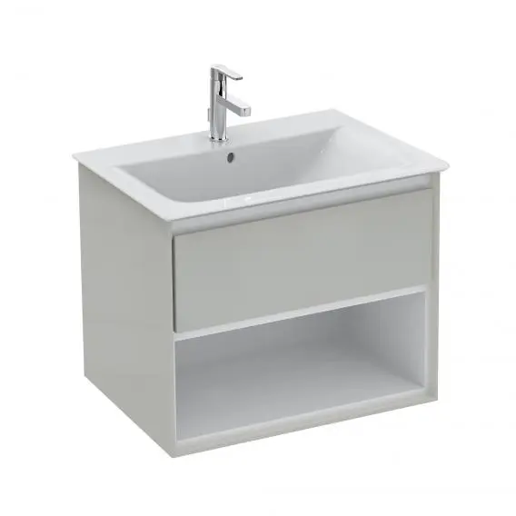 Levně Ideal Standard Connect Air - Skříňka pod umyvadlo, 60x44x52 cm, lesklá světlá šedá/bílá mat E0826EQ