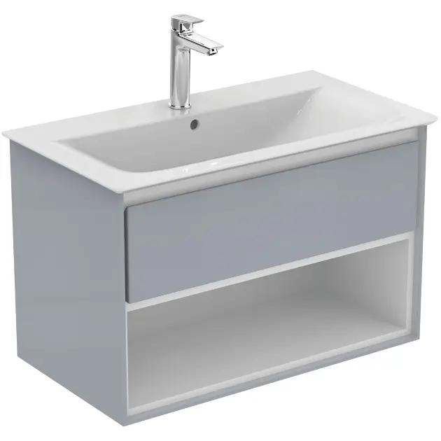 Levně Ideal Standard Connect Air - Skříňka pod umyvadlo, 80x44x52 cm, lesklá světlá šedá/bílá mat E0827EQ