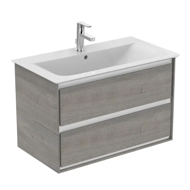 Levně Ideal Standard Connect Air - Umyvadlová skříňka 80x44x52 cm, 2 zásuvky, dekor šedý dub/bílá mat E0819PS