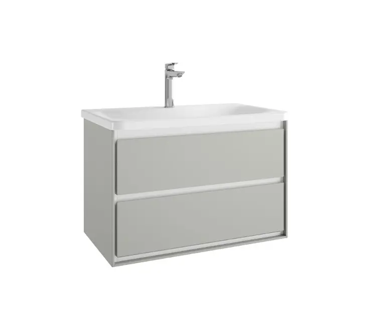 Levně Ideal Standard Connect Air - Umyvadlová skříňka 80x44x52 cm, 2 zásuvky, lesklá světlá šedá/bílá mat E0819EQ