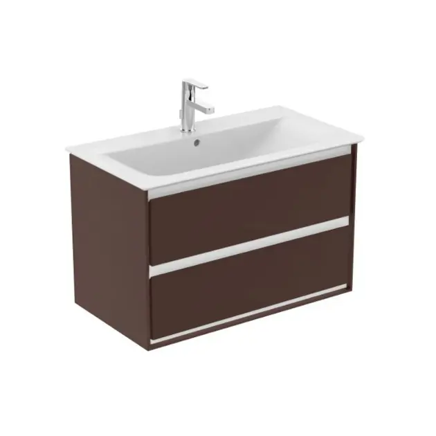 Levně Ideal Standard Connect Air - Umyvadlová skříňka 80x44x52 cm, 2 zásuvky, hnědá mat/bílá mat E0819VY