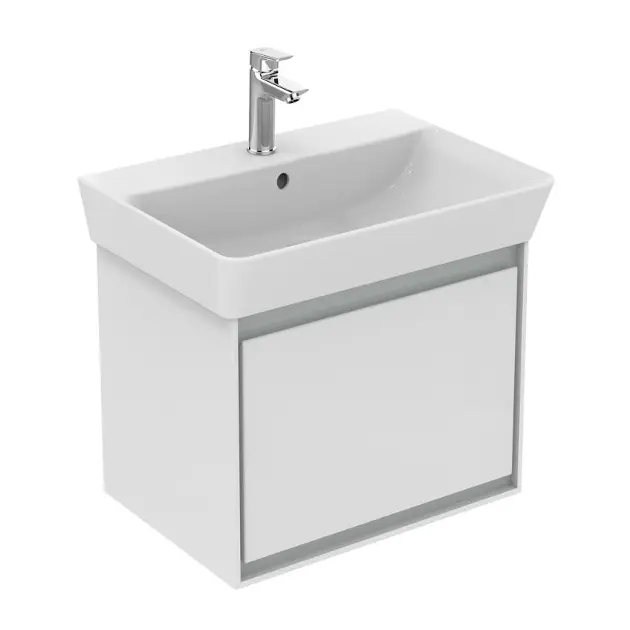 Levně Ideal Standard Connect Air - Skříňka pod umyvadlo Cube 55 cm, 48x41x40 cm, lesklá bílá/světlá šedá mat E0844KN