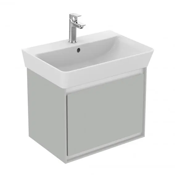 Levně Ideal Standard Connect Air - Skříňka pod umyvadlo Cube 55 cm, 48x41x40 cm, lesklá světlá šedá/bílá mat E0844EQ