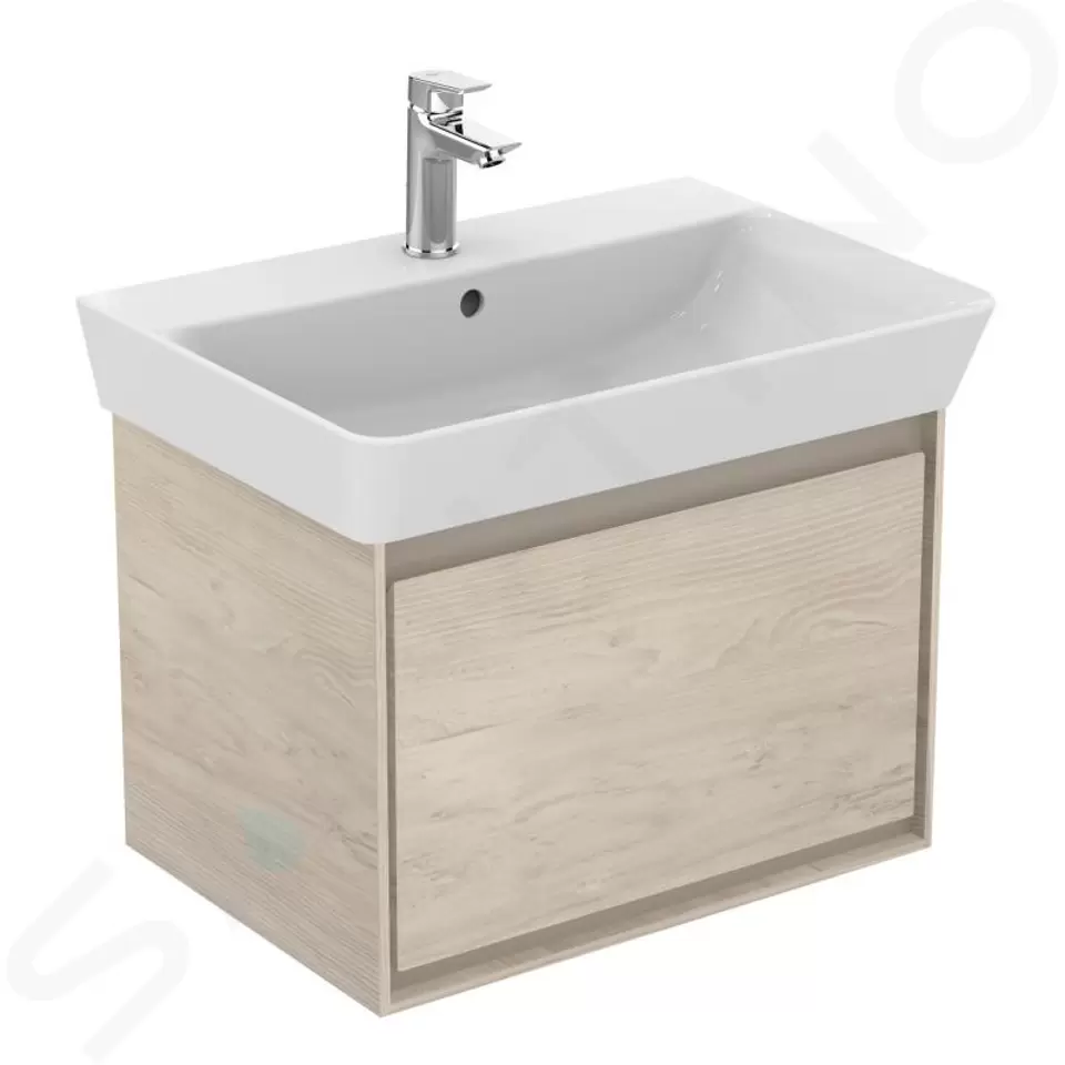 Ideal Standard Connect Air - Dulap bază pentru lavoar Cube 600 mm, 530 x 409 x 400 mm, decor lemn deschis / maro deschis mat E0846UK