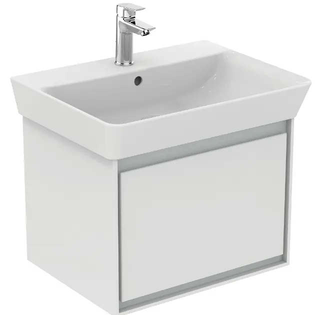 Levně Ideal Standard Connect Air - Skříňka pod umyvadlo Cube 60 cm, 53x41x40 cm, lesklá bílá/světlá šedá mat E0846KN