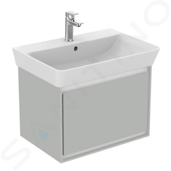 Ideal Standard Connect Air - Mueble bajo lavabo Cube 600 mm, 530x409x400 mm, gris claro brillante/blanco mate E0846EQ