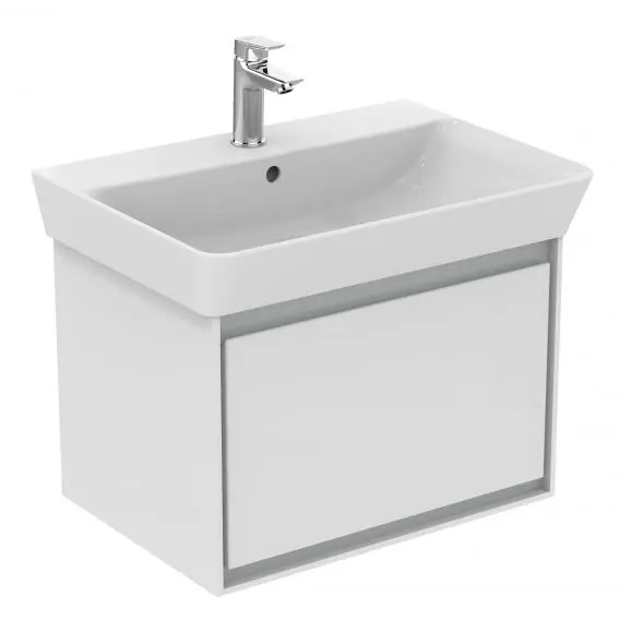 Levně Ideal Standard Connect Air - Skříňka pod umyvadlo Cube 65 cm, 58x41x40 cm, lesklá bílá/světlá šedá mat E0847KN
