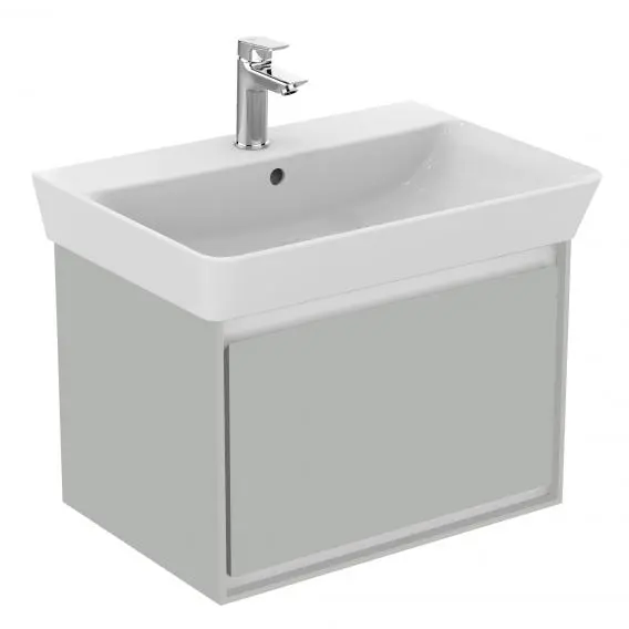 Levně Ideal Standard Connect Air - Skříňka pod umyvadlo Cube 65 cm, 58x41x40 cm, lesklá světlá šedá/bílá mat E0847EQ