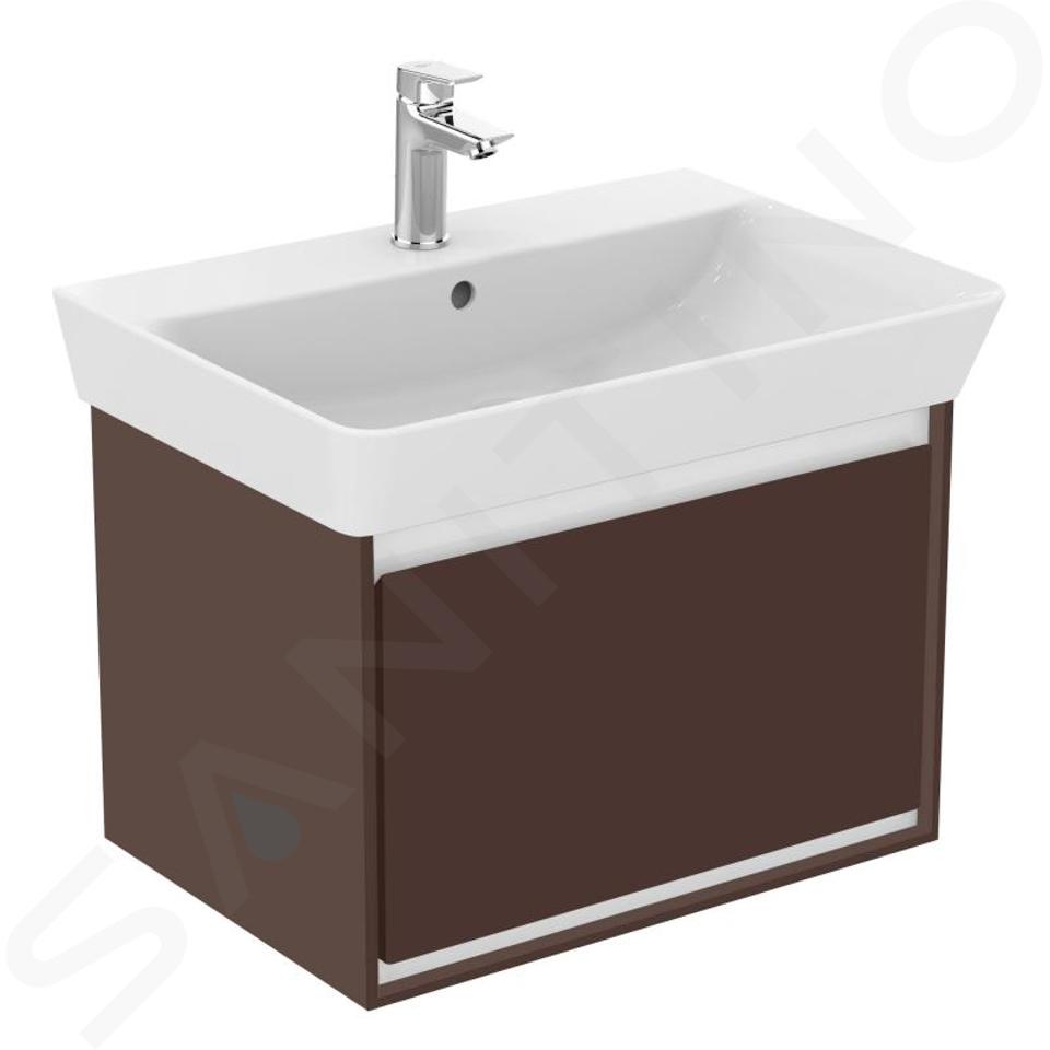 Ideal Standard Connect Air - Mueble bajo lavabo Cube 650 mm, 580x409x400 mm, marrón mate/blanco mate E0847VY