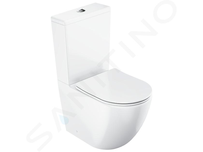 Ravak - WC monobloc cu capac SoftClose, scurgere vario, umplere laterală, RimOff, alb X01870